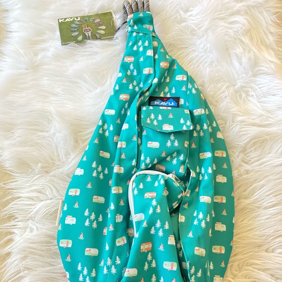Kavu Handbags - Kavu Teal Camper Print bag